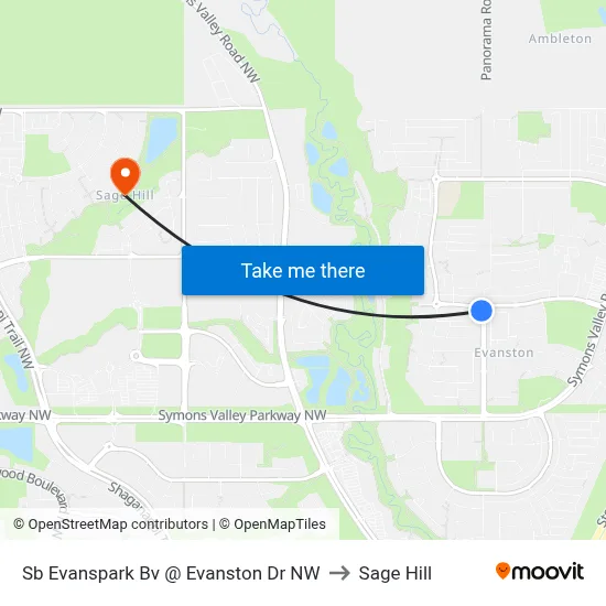 Sb Evanspark Bv @ Evanston Dr NW to Sage Hill map