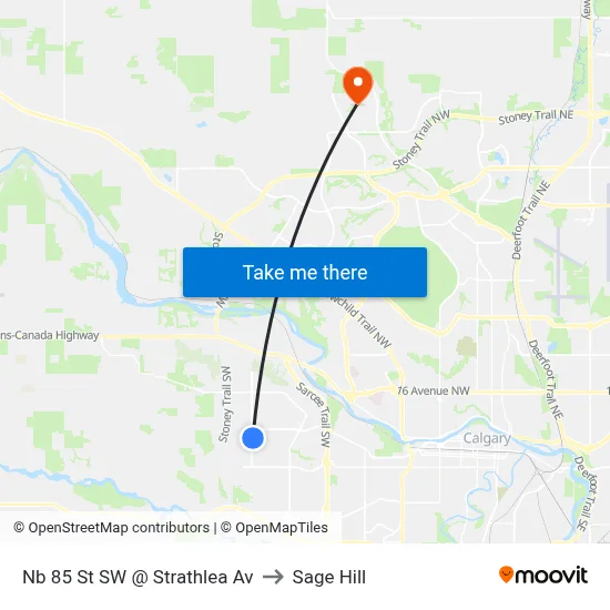 Nb 85 St SW @ Strathlea Av to Sage Hill map