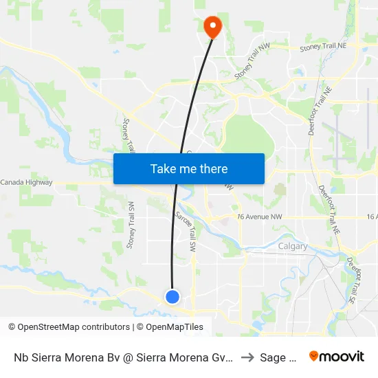 Nb Sierra Morena Bv @ Sierra Morena Gv SW to Sage Hill map