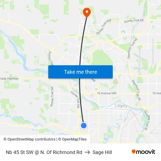 Nb 45 St SW @ N. Of Richmond Rd to Sage Hill map