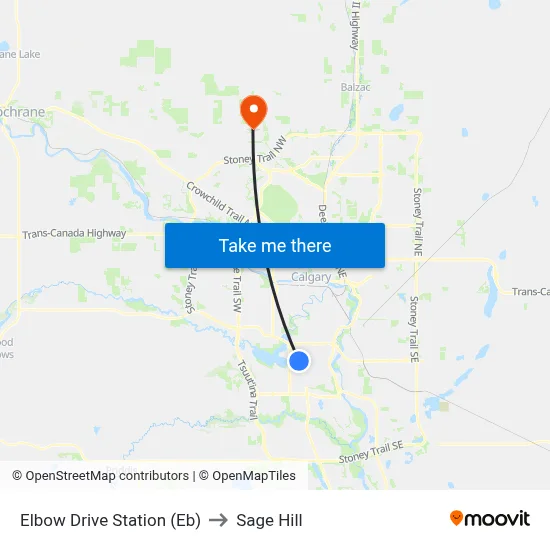 Elbow Drive Station (Eb) to Sage Hill map