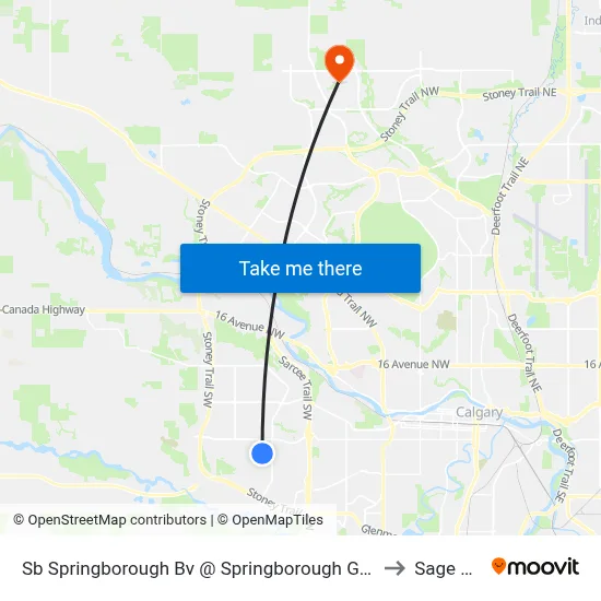 Sb Springborough Bv @ Springborough Gr SW to Sage Hill map