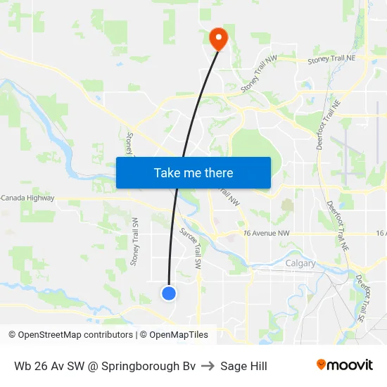 Wb 26 Av SW @ Springborough Bv to Sage Hill map