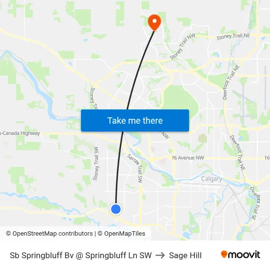 Sb Springbluff Bv @ Springbluff Ln SW to Sage Hill map