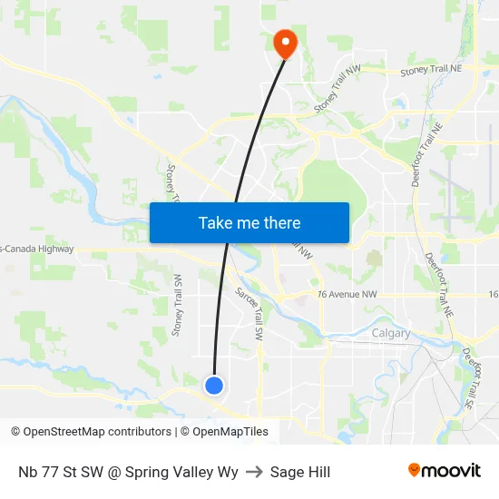 Nb 77 St SW @ Spring Valley Wy to Sage Hill map
