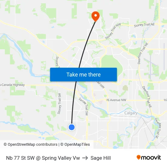 Nb 77 St SW @ Spring Valley Vw to Sage Hill map