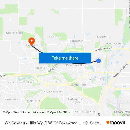 Wb Coventry Hills Wy @ W. Of Covewood Li NE to Sage Hill map