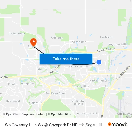 Wb Coventry Hills Wy @ Covepark Dr NE to Sage Hill map