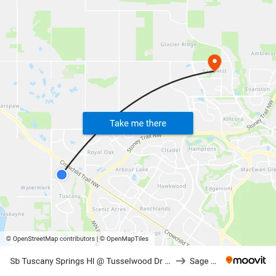 Sb Tuscany Springs Hl @ Tusselwood Dr NW to Sage Hill map