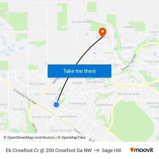 Eb Crowfoot Cr @ 200 Crowfoot Ga NW to Sage Hill map