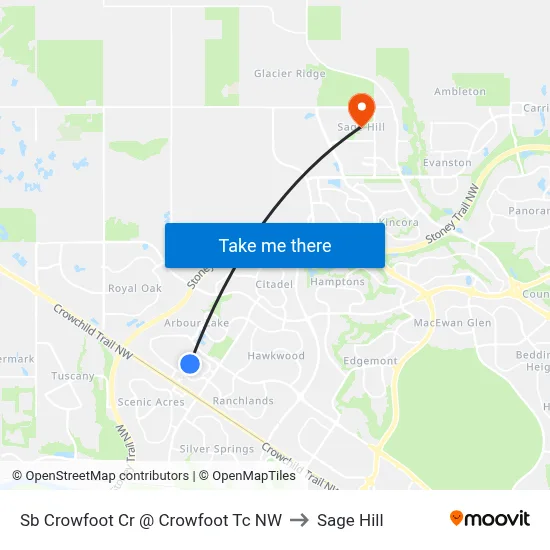 Sb  Crowfoot Cr @  Crowfoot Tc NW to Sage Hill map