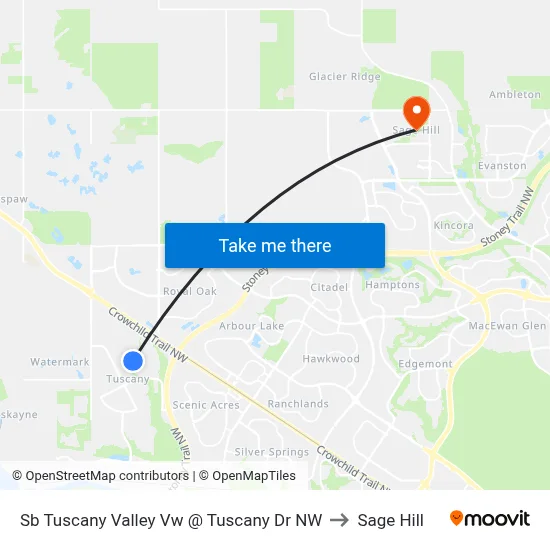 Sb Tuscany Valley Vw @ Tuscany  Dr NW to Sage Hill map