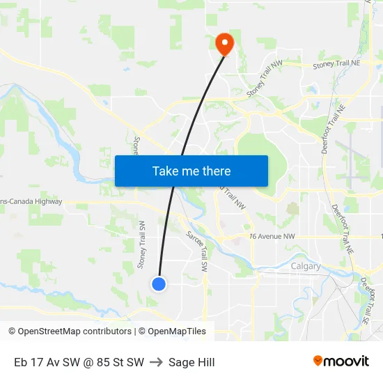 Eb 17 Av SW @ 85 St SW to Sage Hill map