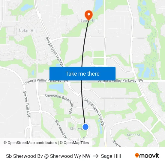 Sb Sherwood Bv @ Sherwood Wy NW to Sage Hill map
