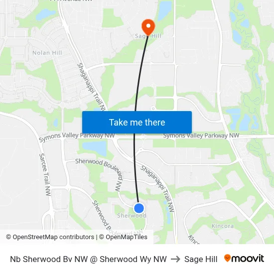 Nb Sherwood Bv NW @ Sherwood Wy NW to Sage Hill map