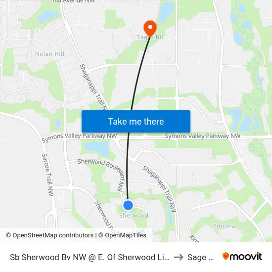 Sb  Sherwood Bv NW @ E. Of Sherwood Li NW to Sage Hill map