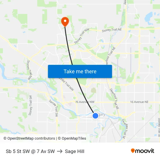 Sb 5 St SW @ 7 Av SW to Sage Hill map