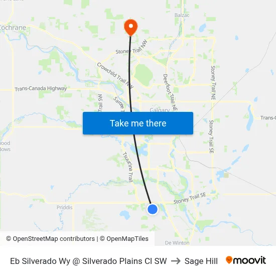 Eb Silverado Wy @ Silverado Plains Cl SW to Sage Hill map