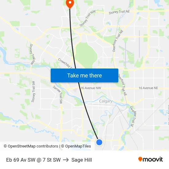 Eb 69 Av SW @ 7 St SW to Sage Hill map