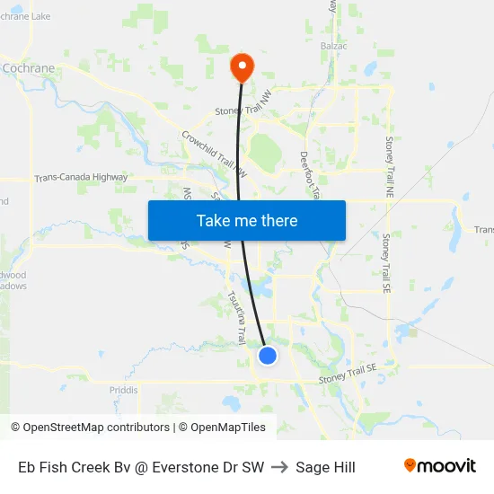 Eb Fish Creek Bv @ Everstone Dr SW to Sage Hill map