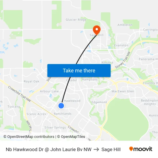 Nb Hawkwood Dr @ John Laurie Bv NW to Sage Hill map