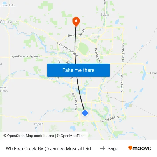 Wb Fish Creek Bv @ James Mckevitt  Rd SW to Sage Hill map