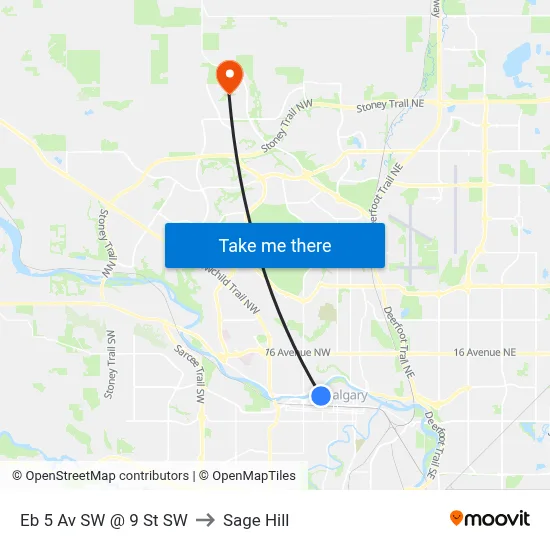 Eb 5 Av SW @ 9 St SW to Sage Hill map