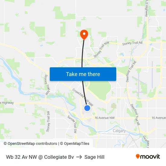 Wb 32 Av NW @ Collegiate Bv to Sage Hill map