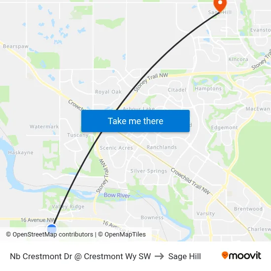 Nb Crestmont  Dr @ Crestmont Wy SW to Sage Hill map