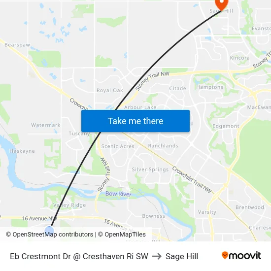Eb Crestmont Dr @ Cresthaven Ri SW to Sage Hill map