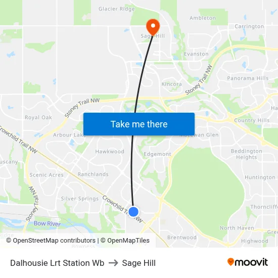 Dalhousie Lrt Station Wb to Sage Hill map