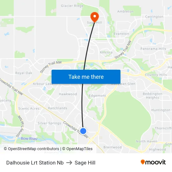Dalhousie Lrt Station Nb to Sage Hill map