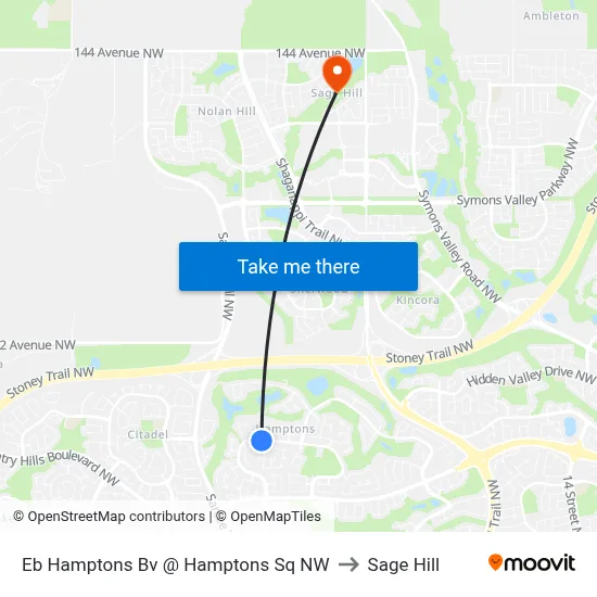 Eb Hamptons Bv @ Hamptons Sq NW to Sage Hill map