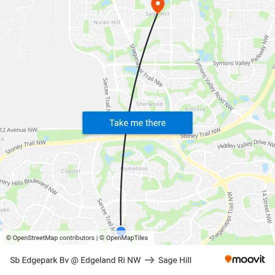 Sb Edgepark Bv @ Edgeland Ri NW to Sage Hill map
