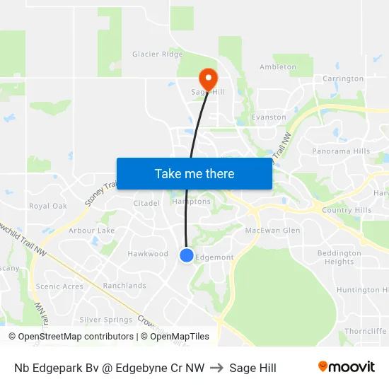Nb Edgepark Bv @ Edgebyne Cr NW to Sage Hill map