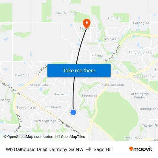 Wb Dalhousie Dr @ Dalmeny Ga NW to Sage Hill map