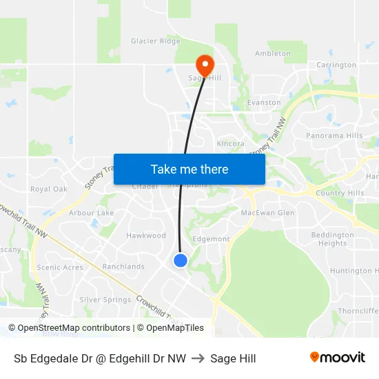 Sb Edgedale Dr @ Edgehill Dr NW to Sage Hill map
