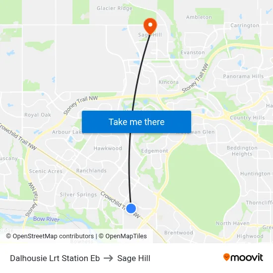 Dalhousie Lrt Station Eb to Sage Hill map