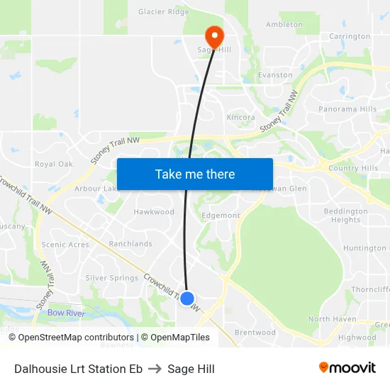 Dalhousie Lrt Station Eb to Sage Hill map