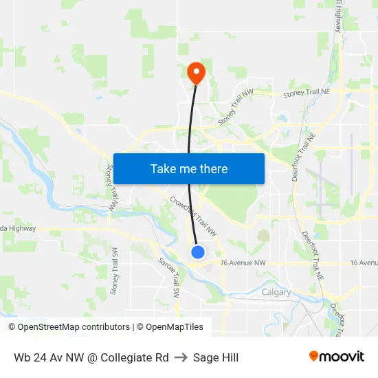 Wb 24 Av NW @ Collegiate Rd to Sage Hill map