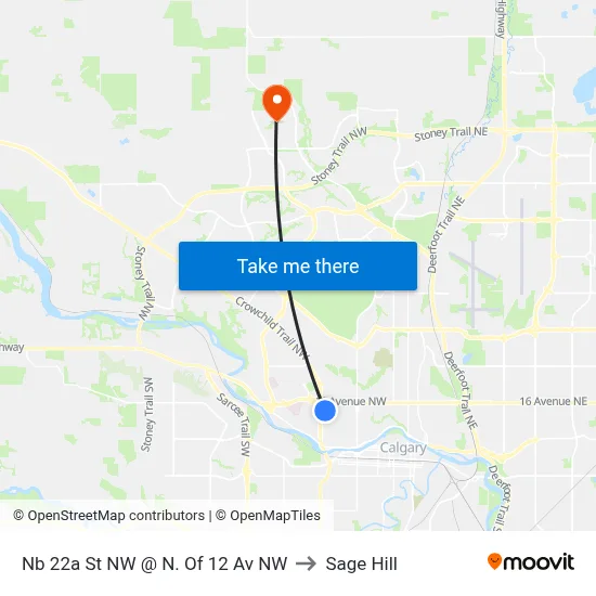 Nb 22a St NW @ N. Of 12 Av NW to Sage Hill map