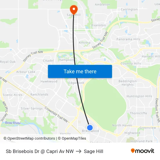 Sb Brisebois Dr @ Capri Av NW to Sage Hill map