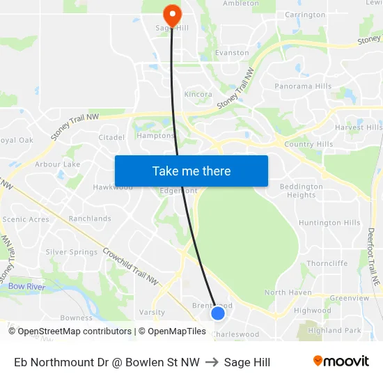 Eb Northmount Dr @ Bowlen St NW to Sage Hill map