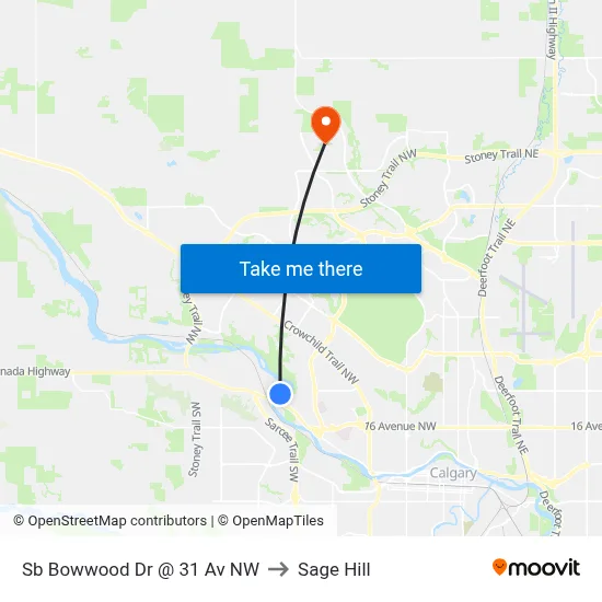 Sb Bowwood Dr @ 31 Av NW to Sage Hill map