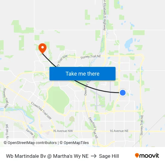 Wb Martindale Bv @ Martha's Wy NE to Sage Hill map