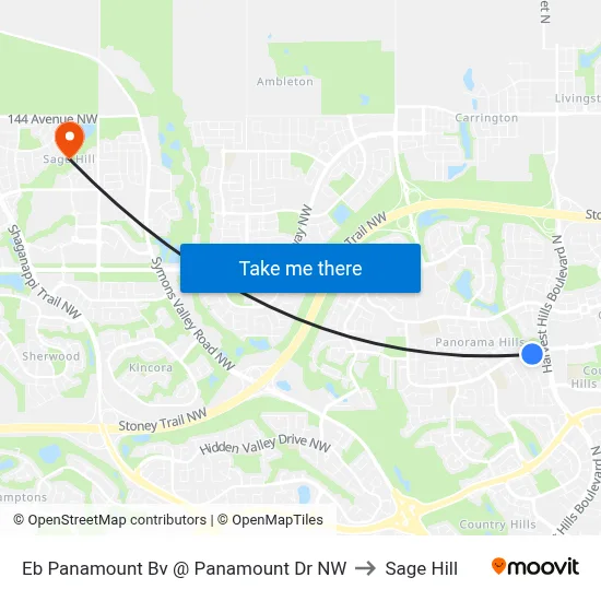 Eb Panamount Bv @ Panamount Dr NW to Sage Hill map