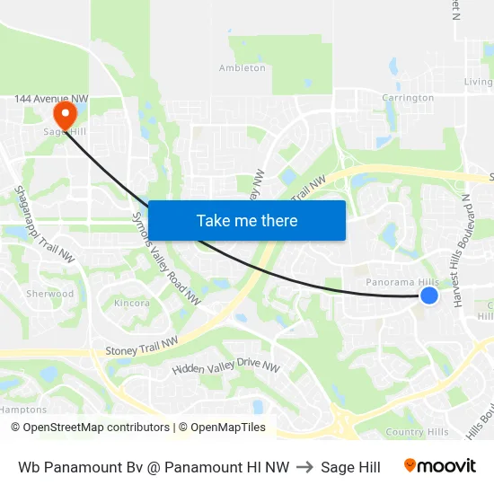Wb Panamount Bv @ Panamount Hl NW to Sage Hill map