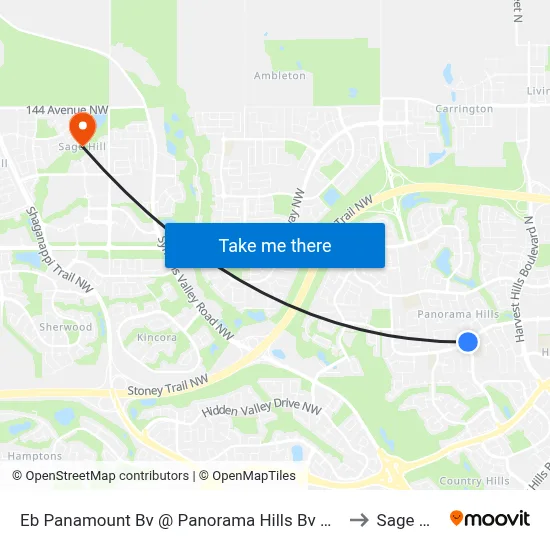Eb Panamount Bv @ Panorama Hills Bv NW to Sage Hill map