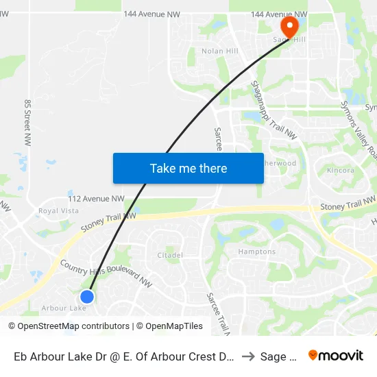 Eb Arbour Lake Dr @ E. Of Arbour Crest Dr NW to Sage Hill map