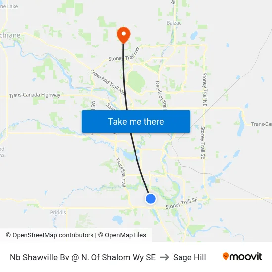 Nb Shawville Bv @ N. Of Shalom Wy SE to Sage Hill map